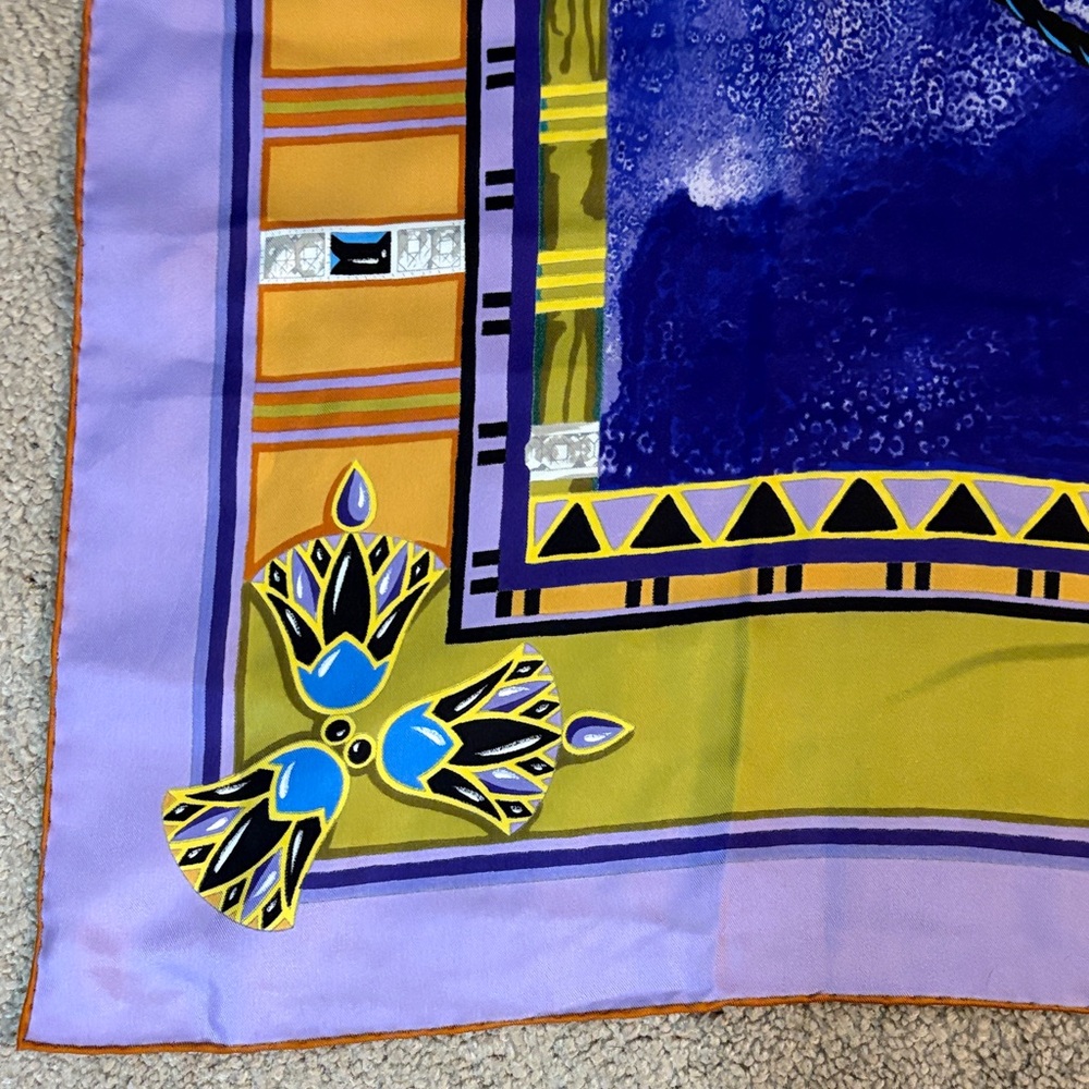 Elegant Purple and Gold Designer Scarf - Picture 4 of 10